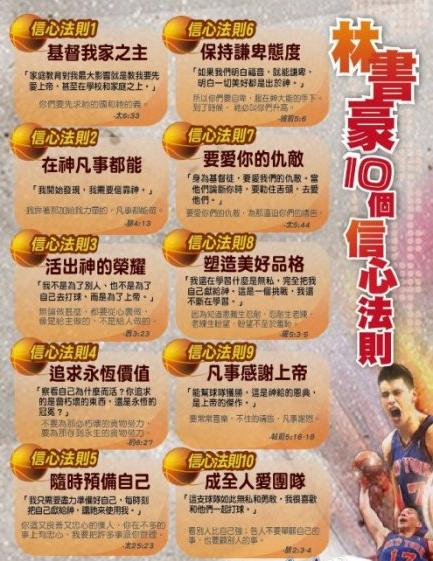 林书豪的10个信心法则。  (图:资料图片)